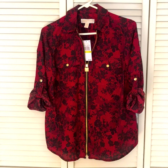 MICHAEL Michael Kors Tops - Michael Kors Long Sleeved Zip Up Blouse